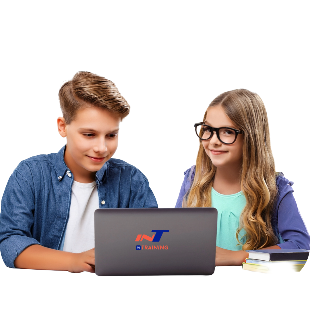 Students using InTraining platform on laptop